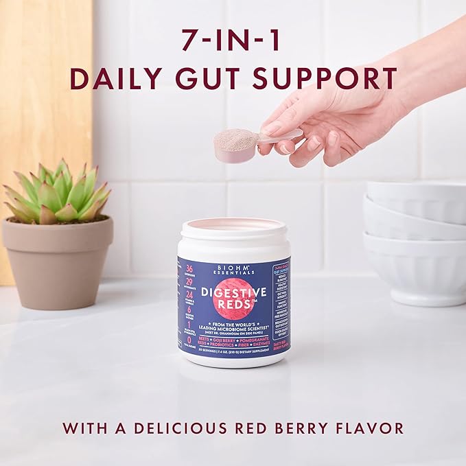 BIOHM Essential Digestive Reds, Superfood Powder,