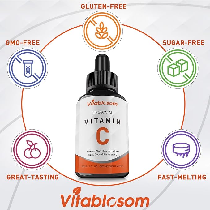 Liposomal Vitamin C 2000mg Liquid for Adults, High Absorption VIT C, Maximize Vitamin C, Good for Immune System & Antioxidant, 60ML (10 Bottle)