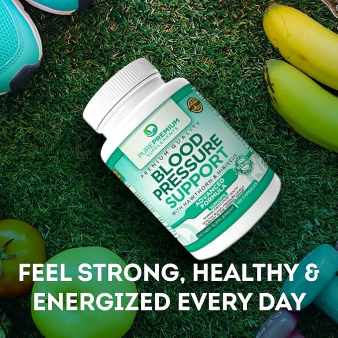 PurePremium Blood Pressure Supplements with Hawthorn B6 - 180 Caps