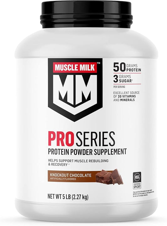 Muscle Milk Pro Series Protein Powder 5 Pound, 28 Servings, 50g Protein, 3g Sugar, 20 Vitamins