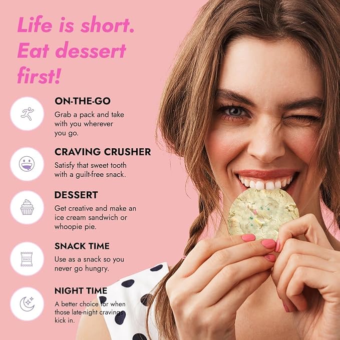 321glo Collagen Cookies | Soft Baked, High Protein Cookies | Low Carb, Low Sugar | Keto Snack for Women, Men, & Kids | 12 Pack (Birthday Cake)