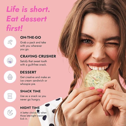 321glo Collagen Cookies | Soft Baked, High Protein Cookies | Low Carb, Low Sugar | Keto Snack for Women, Men, & Kids | 12 Pack (Birthday Cake)