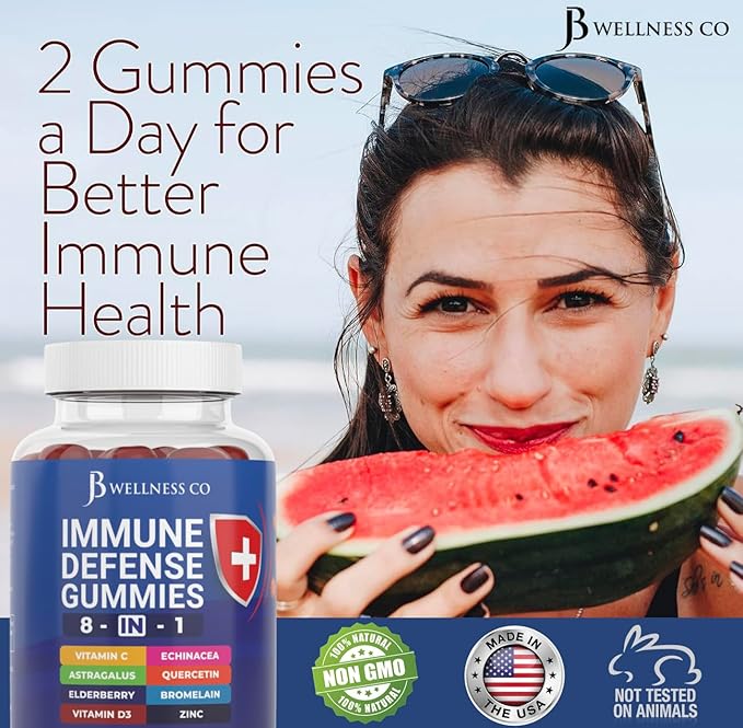 8 in 1 Immune Support Booster 50mg, Vitamin 5000 IU, B6, Elderberry (2 Pack) (120 Count)