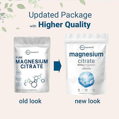 Pure Magnesium Citrate Powder (Citrato de Magnesio en polvo), 2 Pounds (32 Ounce), Pure and Filler Free, Relaxation and Nutrient Utilization, Vegan