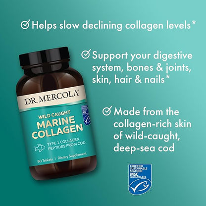 Dr. Mercola Wild Caught Marine Collagen, 30 Servings (90 Tablets),