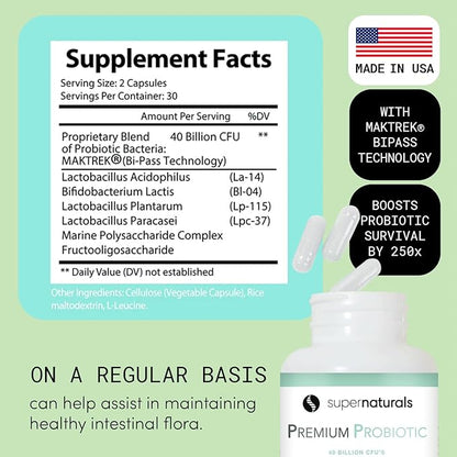 Premium Probiotics, 40 Billion CFU Probiotics 60 Probiotic