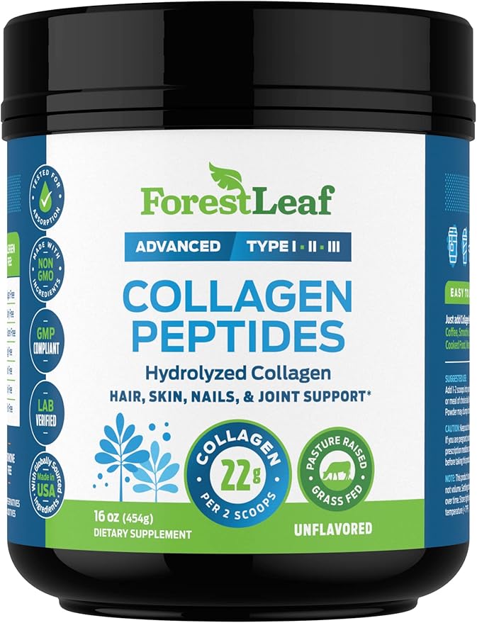 Collagen Peptides Powder Unflavored 1, 2 2 & 3 - 11g Per