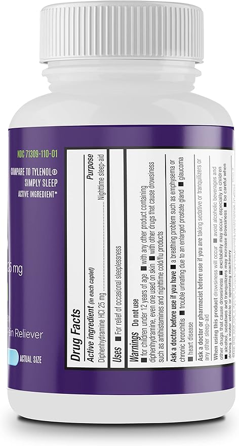 Safrel Nighttime Sleep Aid, Diphenhydramine HCl 25mg (1000 Count 1), 1000, 1000, Count)
