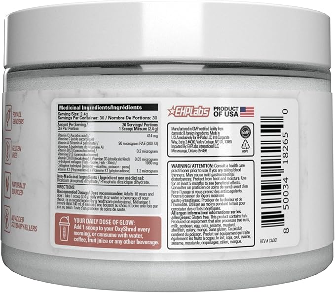 EHP Labs OxyGlow Natural Marine Collagen Powder 30 Serves