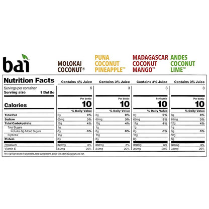 Bai Coco Volcanic Antioxidant Beverage Variety Pack (Pack of 1) 18 Fl Oz, 270 Fluid Ounce