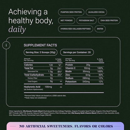 Ella Chocolate Collagen Protein Powder for Women 20 Servings