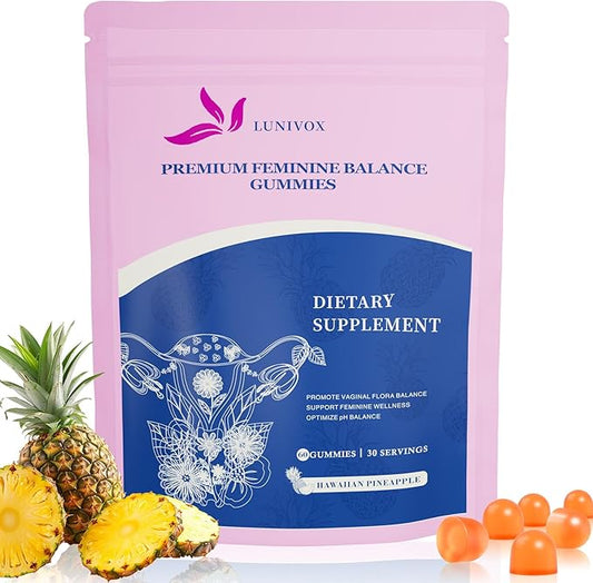Premium Feminine Balance Gummies for Women – Hawaiian Pineapple Flavored Gummies for pH Balance and Support – Vaginal Probiotics for Women’s Wellness – Immune Support – 60 Gummies