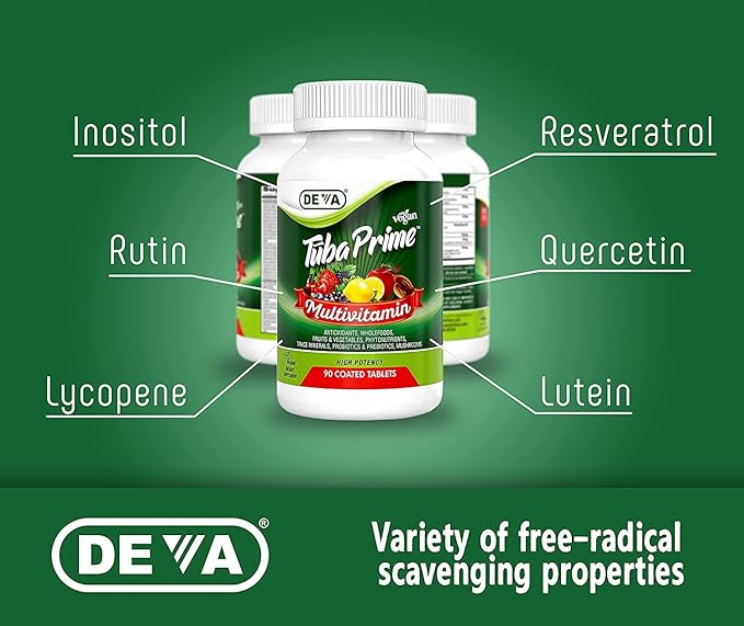 DEVA Tuba Prime Vegan Multivitamin High-Potency 90 Tabs, 2-Pack