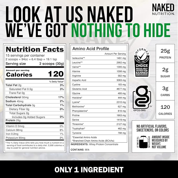 NAKED nutrition Naked Whey 1Lb 1 Ingredient, 15 Servings