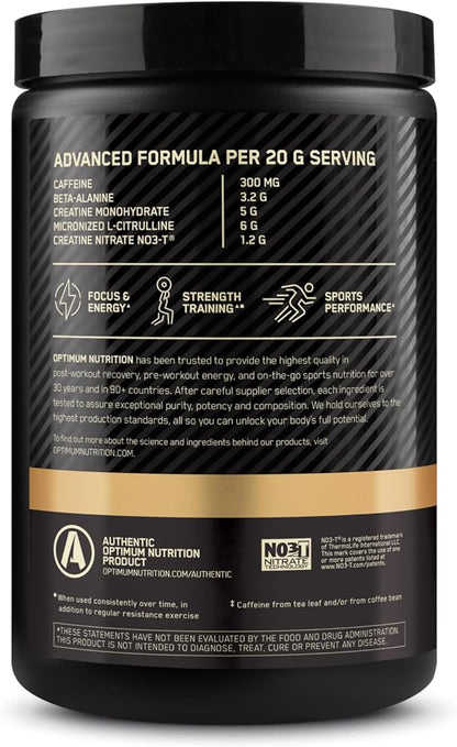 Optimum Nutrition Gold Standard Pre Workout Advanced, with Creatine, Beta-Alanine, Micronized L-Citrulline and Caffeine for Energy, Keto Friendly, Raspberry Lime Mojito, 20 Servings