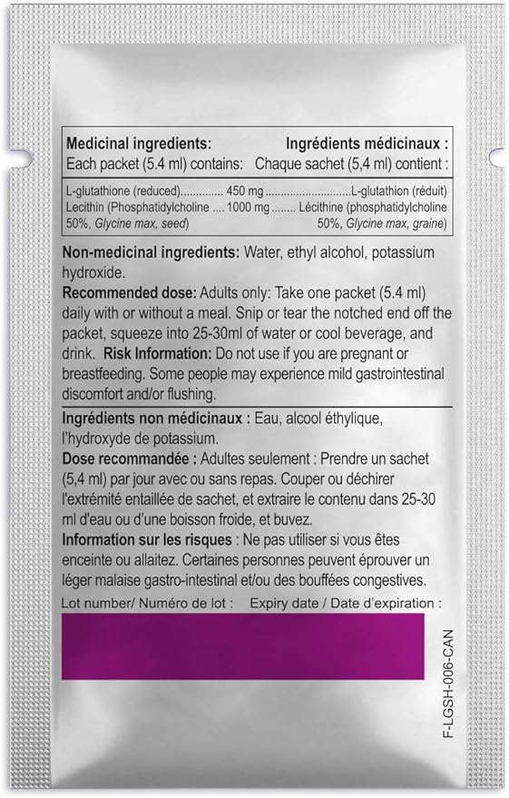 LivOn Laboratories Lypo–Spheric Glutathione 2 Cartons (60 Packets) 450 mg 100% Non–GMO