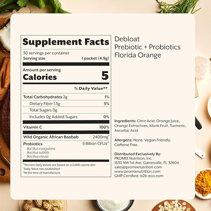 Promix Debloat Probiotic and Prebiotic Powder 30 Count