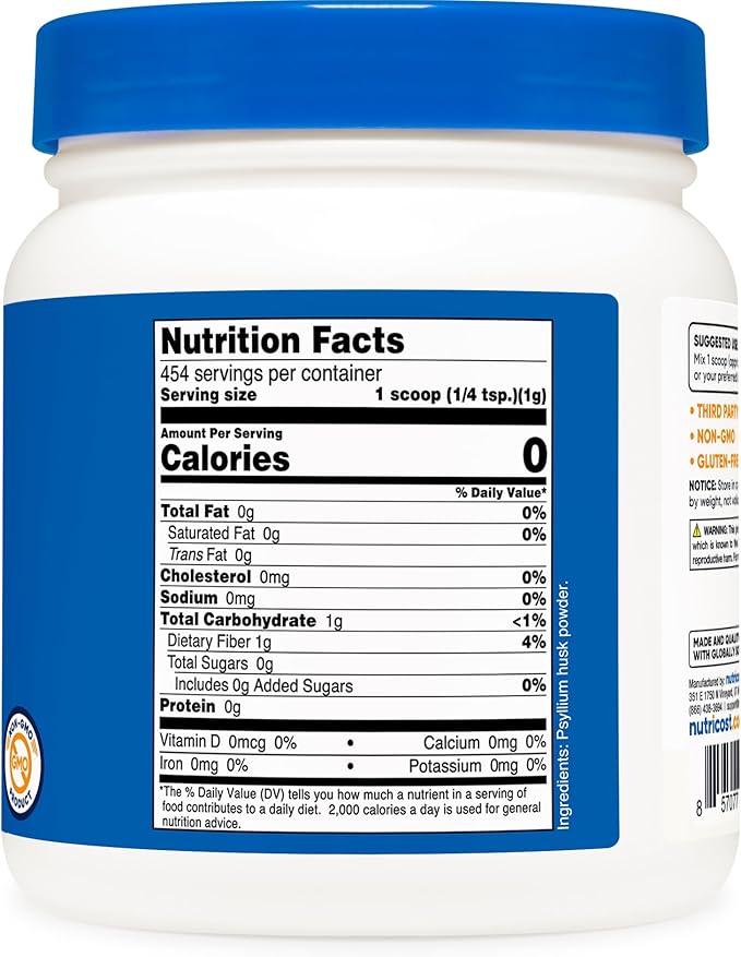 Nutricost Psyllium Husk Ground Powder (1lbs)