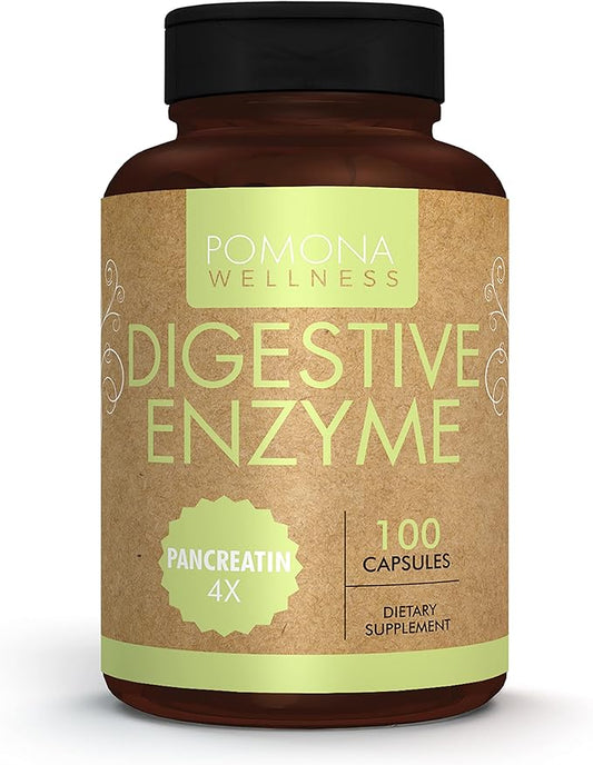 Pomona Wellness Digestive Enzyme Probiotic Supplement, 325mg, Supports 100 Count