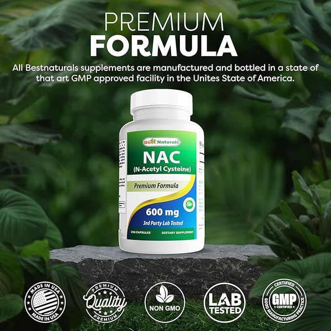 Best Naturals NAC N-Acetyl-Cysteine 600 mg 250 Capsules