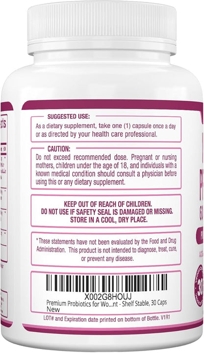Purely Optimal Women's Probiotic Supplement - 60 Billion CFU with Prebiotics, 10 Strains Including Lactobacillus & Bifidobacterium, Digestive & Vaginal Health Support, UTI Defense - 30 Capsules