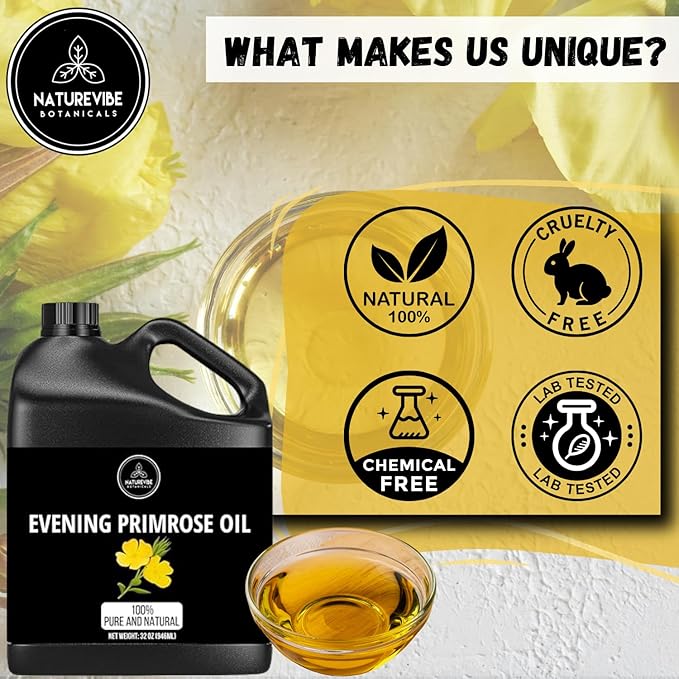 Naturevibe Botanicals Evening Primrose Oil 32 Ounces 100% Pure