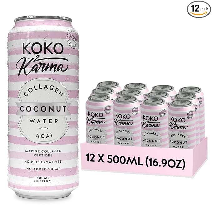 Coco Luxe / Koko & Karma Coconut water with Marine Collagen and Acai Berry 16.9oz (12 pack case)