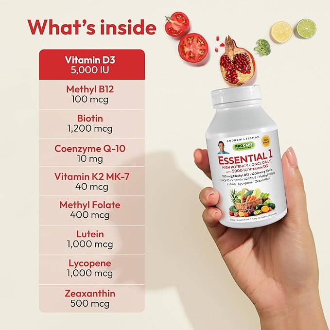 ANDREW LESSMAN Essential-1 Multivitamin 5000 IU D3 60 60 Small 100 mcg B12. CoQ10 CoQ10 Lutein