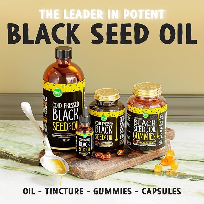Maju Superfoods Black Seed Oil - 3 Times TQ, Cold-Pressed, Travel Size, 100% Turkish Black Cumin Seed Oil, Liquid Pure Blackseed Oil, Glass Bottle, 2 Oz
