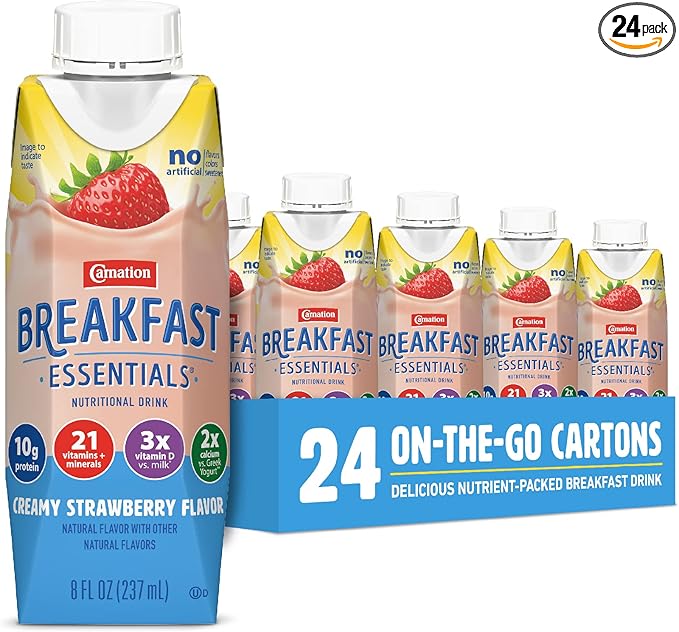 Carnation Breakfast Essentials Ready-to-Drink,Strawberry, 8 FL 24)