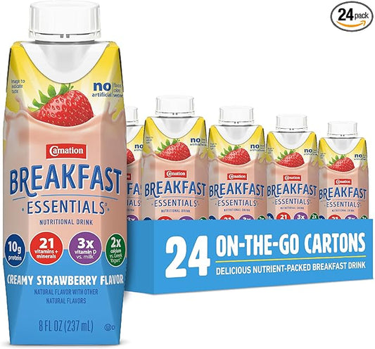 Carnation Breakfast Essentials Ready-to-Drink,Strawberry, 8 FL 24)