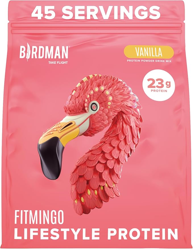 BIRDMAN Fitmingo Vegan Protein Powder for Women with Inositol, Collagen Boosters, Hyaluronic Acid & Vitamins | Low Carb, Dairy Free, Lactose Free, Low Calorie | 23g Plant Based Vanilla Protein Powder