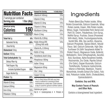 WonderSlim Meal Replacement Protein Bar, Caramel Cocoa, 15g Protein, 20 Vitamins & Minerals, Gluten Free (7ct)