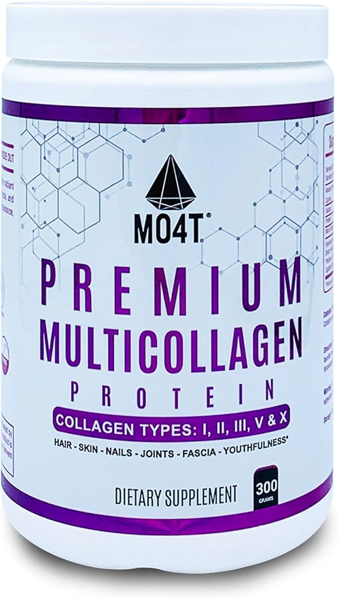 MO4T Premium Multi Collagen Powder -Type 1,2,3,5,10 -Sugar-Free, -10.58 Oz