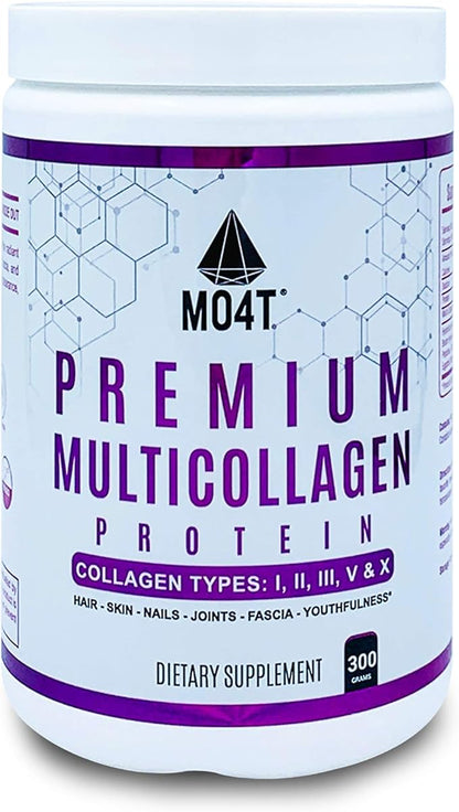 MO4T Premium Multi Collagen Powder -Type 1,2,3,5,10 -Sugar-Free, -10.58 Oz
