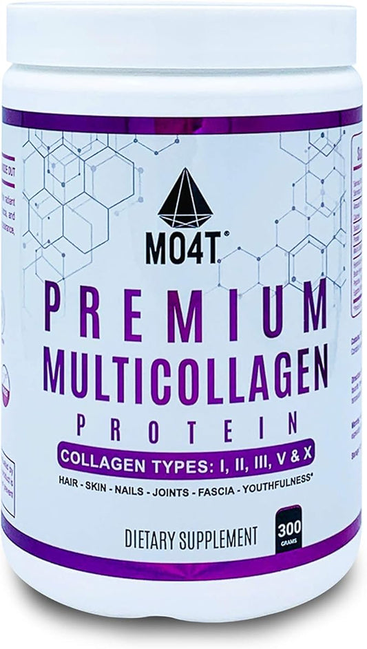 MO4T Premium Multi Collagen Powder -Type 1,2,3,5,10 -Sugar-Free, -10.58 Oz