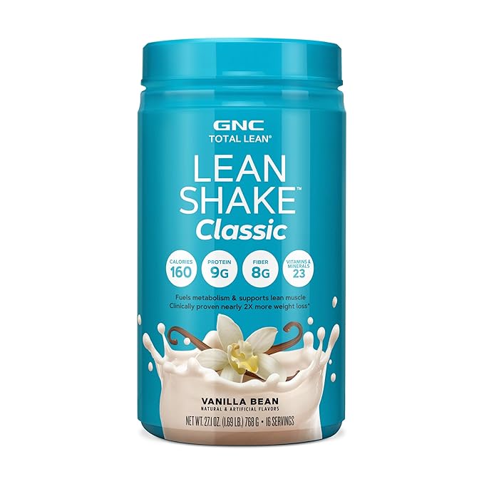 GNC Total Lean Shake 25 Protein Powder | Protein Meal Replacement with Fiber | Fuels Metabolism and Supports Lean Muscle | Vanilla Bean | 16 Servings