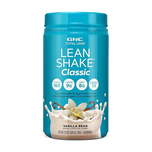 GNC Total Lean Shake 25 Protein Powder | Protein Meal Replacement with Fiber | Fuels Metabolism and Supports Lean Muscle | Vanilla Bean | 16 Servings