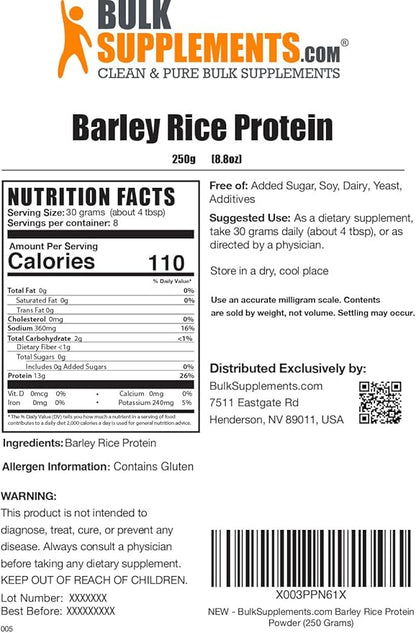 BulkSupplements.com Barley Rice Protein Powder 30g per 250g (8.8 (8.8 oz) 1)
