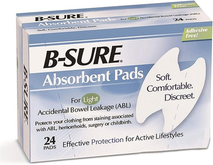 B-Sure Anal Leakage Pads, Case/288 (12 24 Pads)