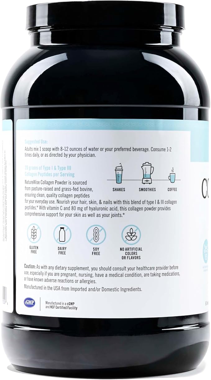 NatureWise Collagen Peptides Powder with Hyaluronic 60 Servings