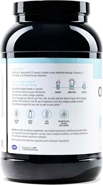 NatureWise Collagen Peptides Powder with Hyaluronic 60 Servings