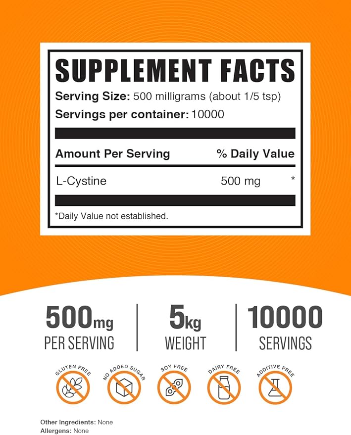 BulkSupplements.com L-Cystine Powder 500mg per 5 (5 (5 Kilograms 11 lbs)