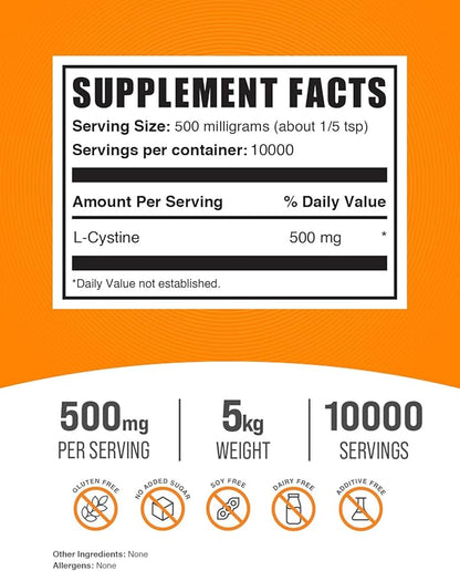 BulkSupplements.com L-Cystine Powder 500mg per 5 (5 (5 Kilograms 11 lbs)