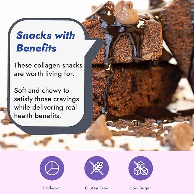 321glo Collagen Protein Brownie | Gluten Free, Low Sugar | Keto Snack for Women, Men, & Kids | 16g Protein, 6g Collagen | 12 Pack (Chocolate Fudge)