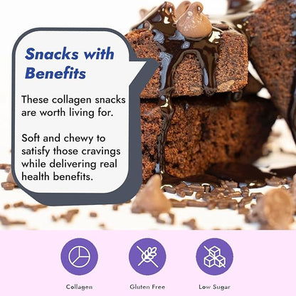 321glo Collagen Protein Brownie | Gluten Free, Low Sugar | Keto Snack for Women, Men, & Kids | 16g Protein, 6g Collagen | 12 Pack (Chocolate Fudge)