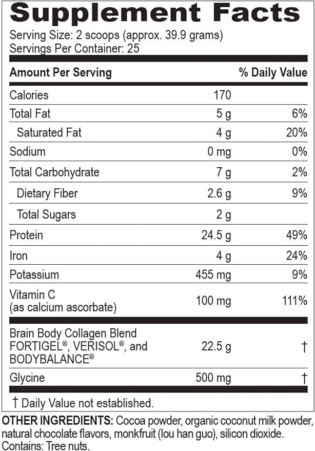 Brain Body Collagen Peptides Powder 25 Servings 997 Grams