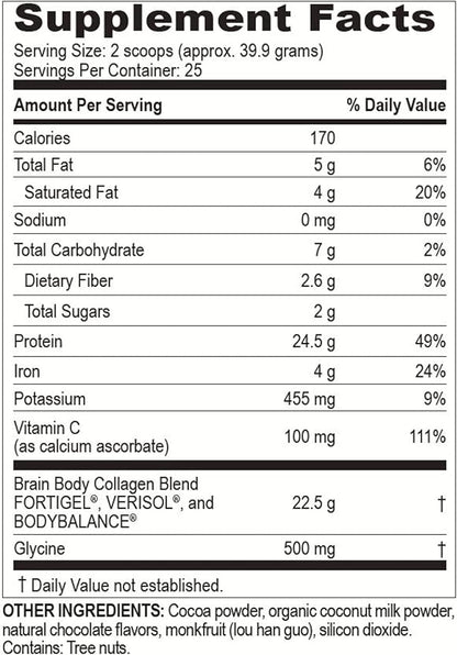 Brain Body Collagen Peptides Powder 25 Servings 997 Grams