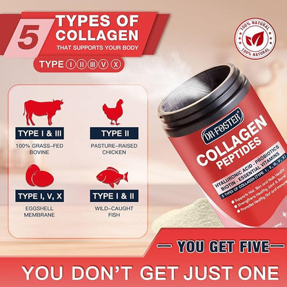 Multi-Collagen-Peptide-Powder with Probiotics, 50 Servings of