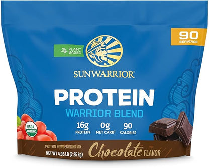 Sunwarrior Vegan Protein Powder Plant-Based USDA Organic | BCAA Amino Acids Hemp Seed | Keto Friendly Soy, Dairy, Gluten, & Synthetic Free Non-GMO | Chocolate 90 Servings 16g